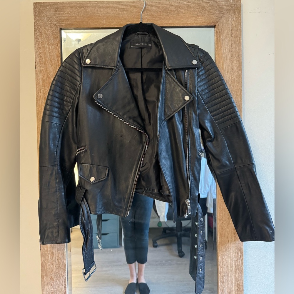 Leather moto jacket